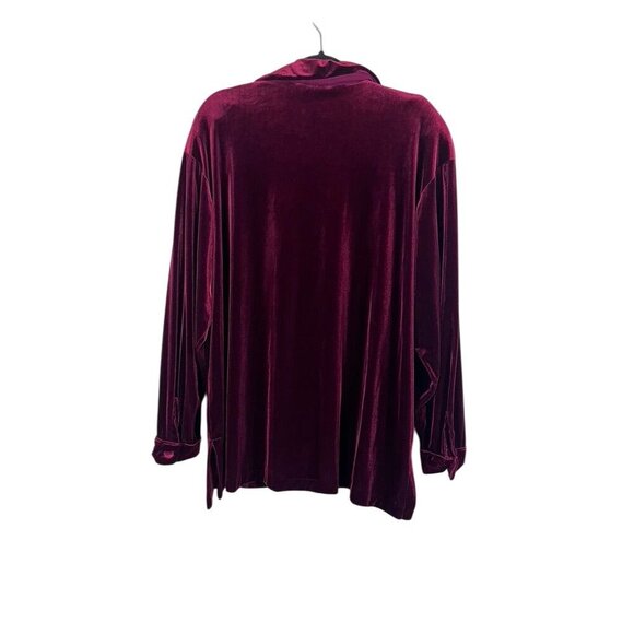 Vintage Velvet Shirt 1X Red Festive Holiday Neutral Dark Romance Old Money Soft - Picture 7 of 12
